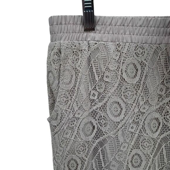 Chico's Wide Leg Palazzo Pants Women's Size 1.5 Med. Taupe Lace Overlay Pull-on - Picture 7 of 15